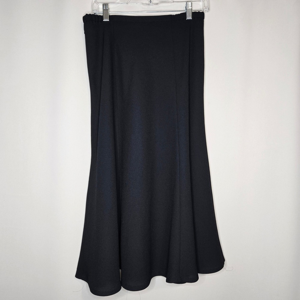 Karen Scott Womens Black Midi Skirt Elastic Waist Pull On Career - Picture 2 of 5